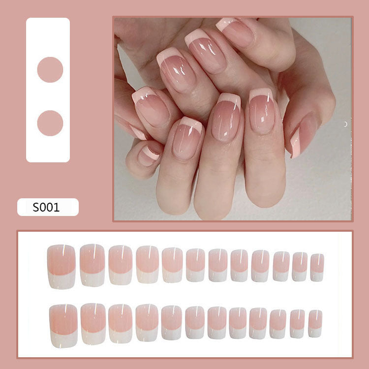 Sunset Paradise Round French Tip Press-On Nails / Rose Gradient