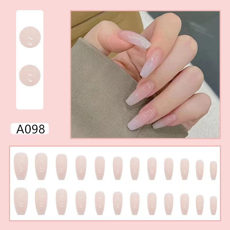 Soft Nude Press-On Nails / Nude White Gradient