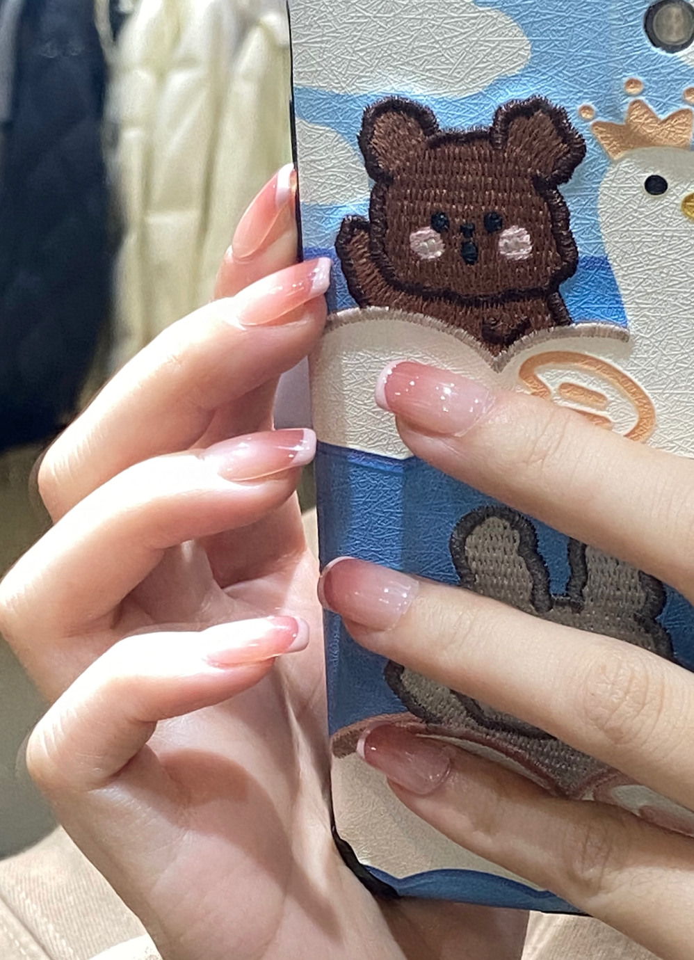 Sunset Paradise Round French Tip Press-On Nails / Rose Gradient