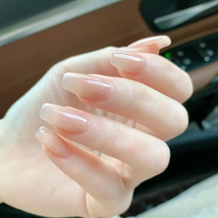 Jello Nude Press-On Nails / Soft Nude Gradient Coffin