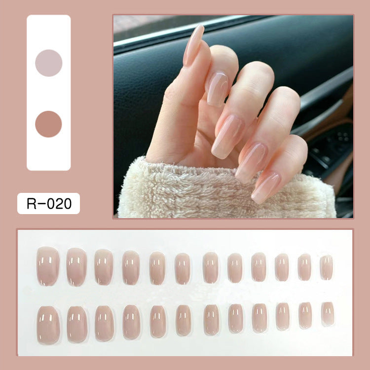 Jello Nude Press-On Nails / Soft Nude Gradient Coffin